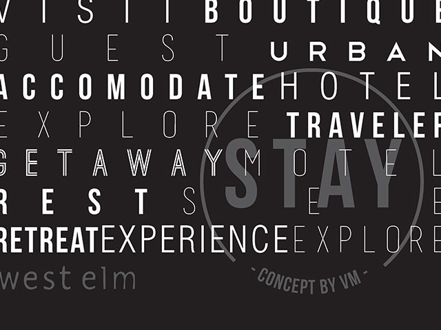 West Elm Hotel's typeface and logo rendered in black and white
